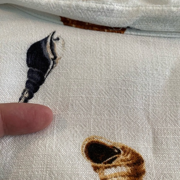 SEASHELL NAUTICAL Jane + Delancey shirt brown & gray shells Large OCEAN FUN - Picture 8 of 12
